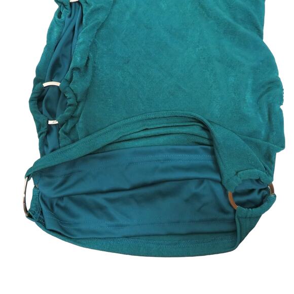 Tiger Mist Halter Mini Dress Open Back Party Stretch Cut Out Sz Medium Green - Picture 7 of 8